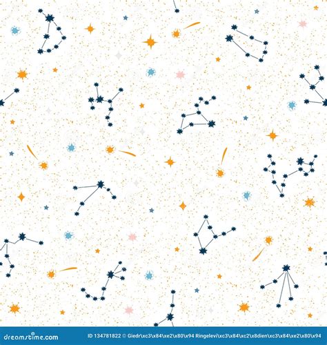 Constellations And Stars On Light Background Seamless Pattern Vector