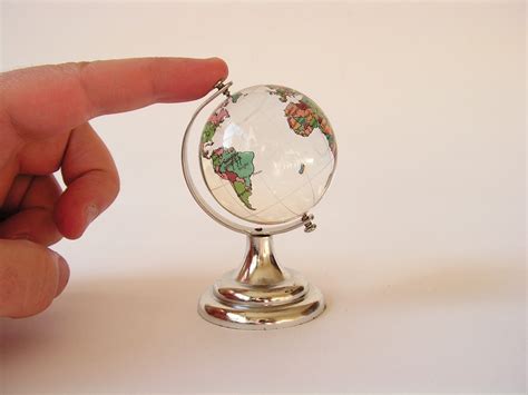 Round Earth Globe World Map Crystal Glass Ball Sphere Home Office Decor T Silver