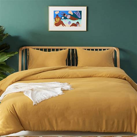 Clothknow Dark Yellow Comforter Sets Queen Mustard Yellow Bedding
