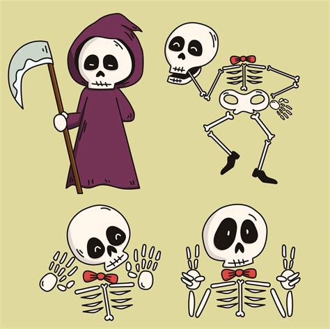 happy halloween skeleton and grim reaper 2303223 vector art at vecteezy