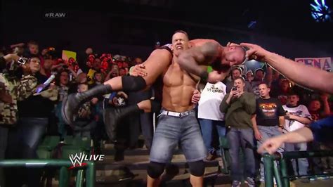 John Cena And Randy Orton Brawl Outside The Ring Raw Jan 20 2014