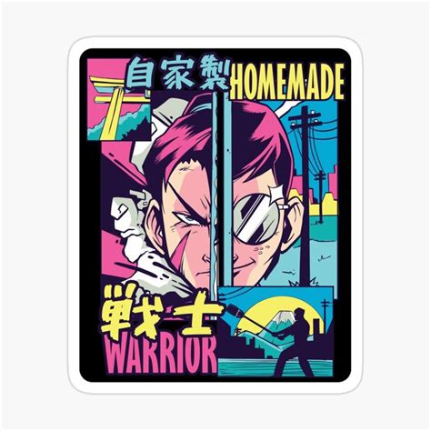 Anime Vaporwave Homemade Warrior Comic Sticker By Madmando Anime