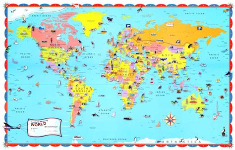 Childrens World Wall Map 32x50