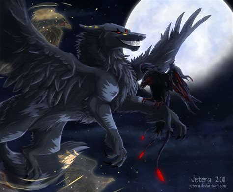 Anime Demon Wolves With Wings