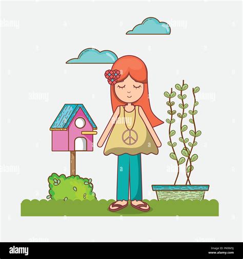 Hippies Woman Cartoon Stock Vector Image And Art Alamy