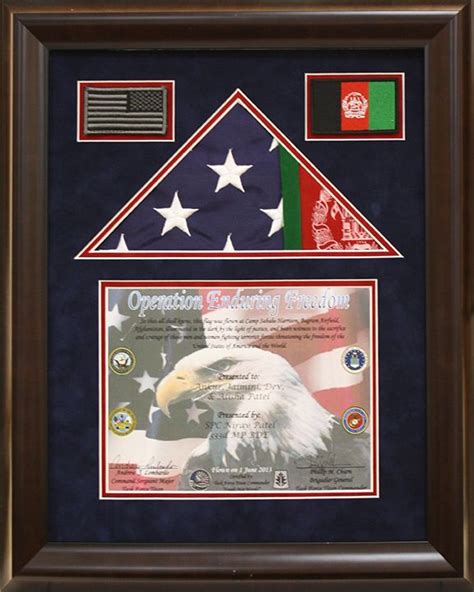 3 flags military shadow box, flag case for 3 flags. Custom American Flag shadow box created at Art and Frame ...