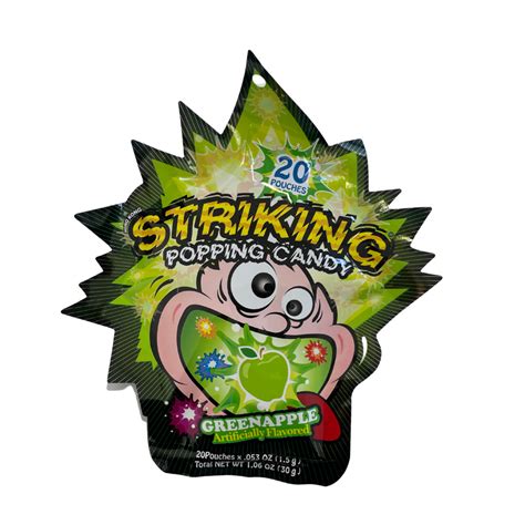 Striking Popping Candy Green Apple 20 Pouches 30g Asian Pantry