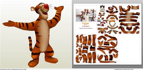 Papercraft Pdo File Template For Winnie Pooh Tigger Figure