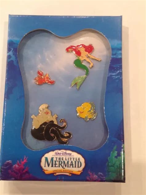 Disney Worldlittle Mermaid Ariel Flounder Ursula Trading Pins Box Set