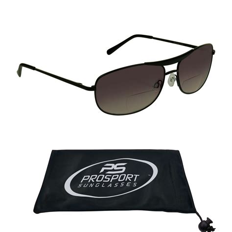 Prosport Aviator Bifocal Sunglasses Readers 250 Gunmetal Frame Gray