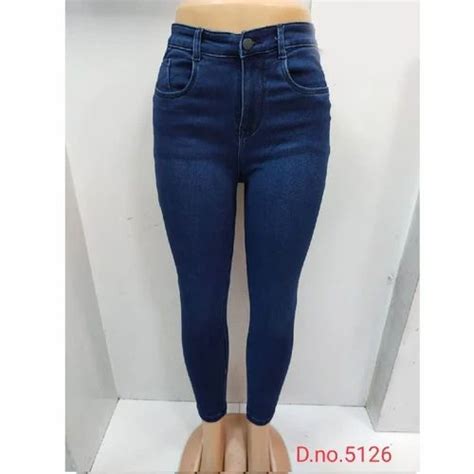 Regular 85gsm Women Dark Blue Denim Jeans Button High Rise At Rs 595 Piece In Mumbai