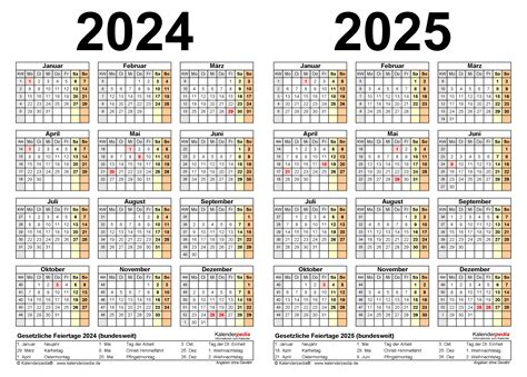 Zweijahreskalender 2024 Und 2025 Als Word Vorlagen Zum Ausdrucken