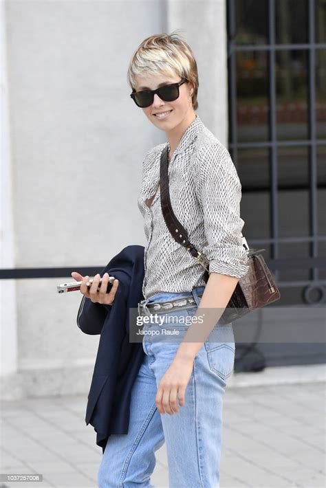 Edie Campbell Arrives At The Versace Show During Milan Fashion Week