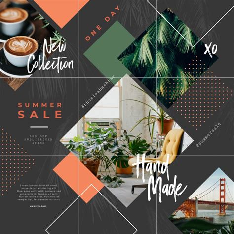 Create your own instagram grid template following download flyer with fruits themed, creative orange color illustration template. How to Create a Beautiful Instagram Puzzle Feed + 5 Free Templates - Easil