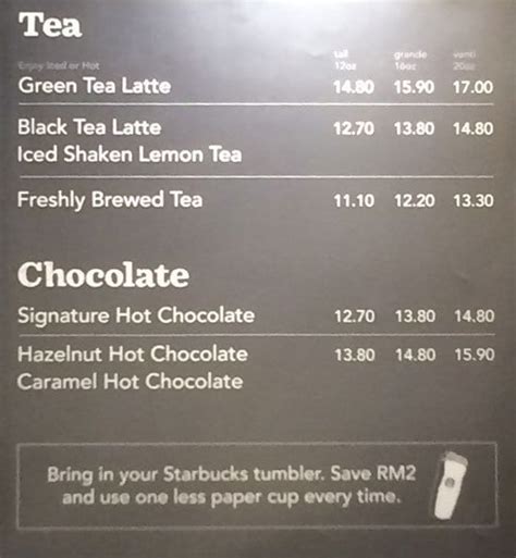 However coffee based drinks are not the only options offered on its menu as starbucks stores in malaysia also serve coffee free drinks and a small selection of food items. Starbucks Menu, Menu for Starbucks, Kepong, Kuala Lumpur ...