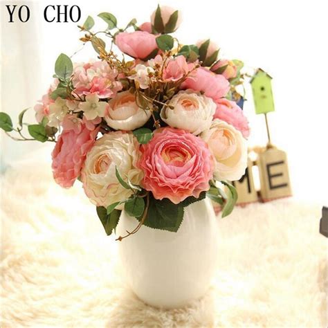 yo cho artificial peony flowers party rose silk wedding decoration fake