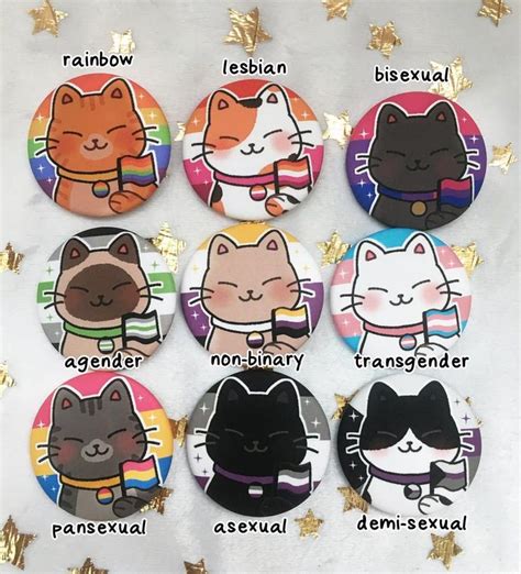 Purr Ide Buttons Pride Cat Pinback Buttons Lgbtq Gay Etsy Cute Animal