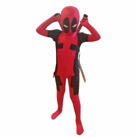 Kids Deadpool Costume Spandex Lycra Full Body Zentai Suit Superhero