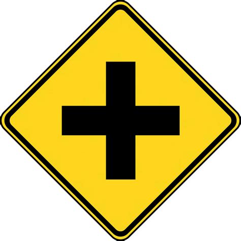 Cross Road Color Yellow And Black — Advisory And Warning Signs A Cross