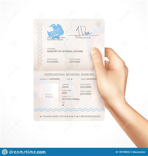 Education malaysia global services (emgs) is wholly owned by the ministry of higher education and is the official gateway to studying in malaysia as all international student applications to study in malaysia must be made through this portal. Biometric Passport Mockup In Human Hand Stock Vector ...