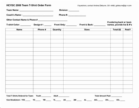 5 free tee shirt order form template sampletemplatess sampletemplatess