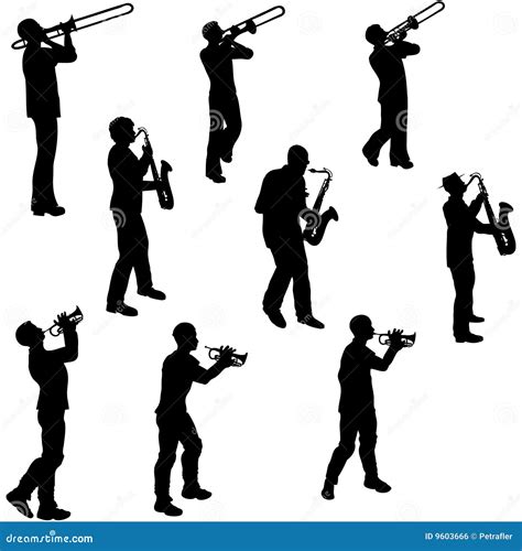 Brass Musician Silhouettes Stock Vector Illustration Of Jazz 9603666