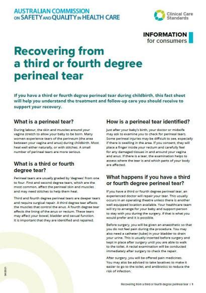 Information For Women Third And Fourth Degree Perineal Tears Clinical