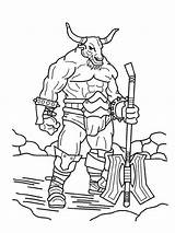Coloring Scary Minotaur Axe Holding Ax Reaper Grim sketch template