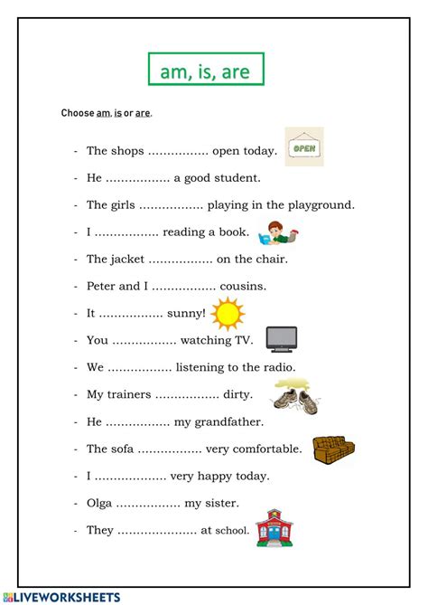 Verb To Be Worksheet For Grade 3