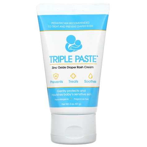 Triple Paste Zinc Oxide Diaper Rash Cream Fragrance Free 2 Oz 57 G