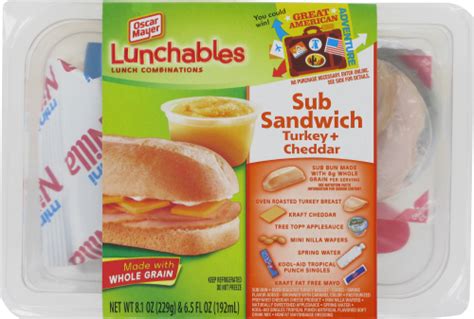 lunchables turkey and cheddar sub sandwich 14 6 oz foods co