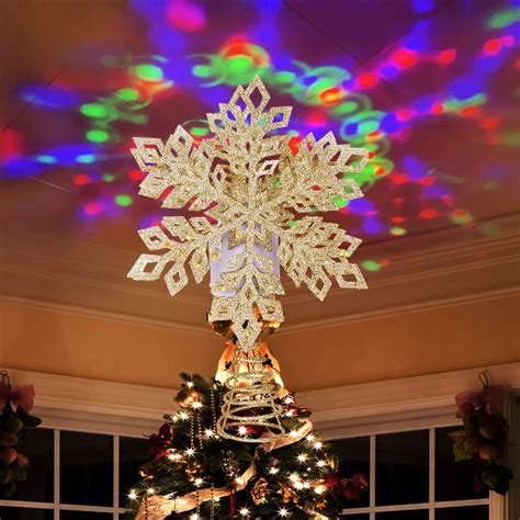 Ywlake Christmas Tree Topper Lights Led Lighted Light Up Snowflake