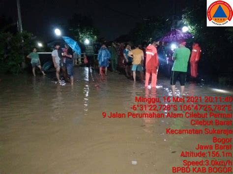 banjir menerjang desa cilebut barat kecamatan sukaraja bpbd kabupaten