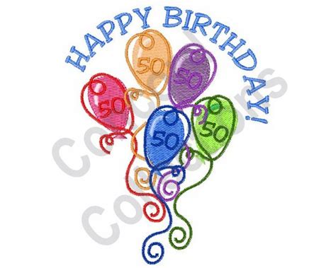 Happy Birthday Machine Embroidery Design Birthday Balloons Etsy