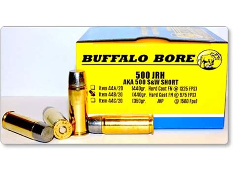 500 Rounds Of Buffalo Bore Ammunition 500 Jrh 500 Sandw Short 440 Grain Hard Cast Lead Flat Nose