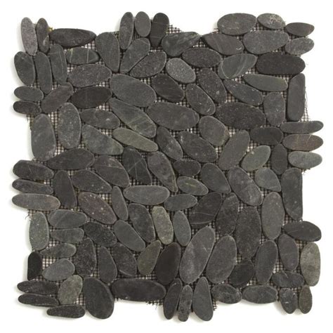 Solistone Kuala Pebbles 10 Pack Komodo Black Pebble Mosaic Floor And