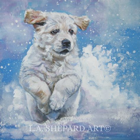 Golden Retriever Puppy Dog Art Canvas Print Of Lashepard Etsy