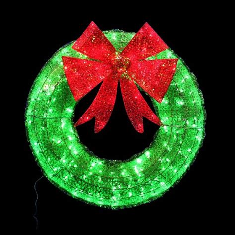 Home Accents Holiday 36 In Green Tinsel Wreath With Twinkling Lights