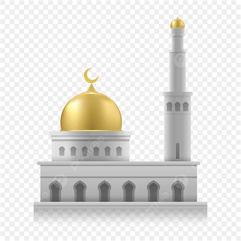 Gambar Masjid Dengan Kubah Emas Dalam 3d Mesjid Berdoa Pilar Png Dan