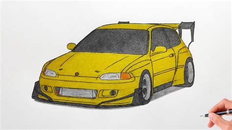 How To Draw A Honda Civic 1992 Widebody Drawing Honda Civic Pandem