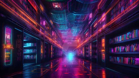 Futuristic Cyberpunk Library By Misconceptionaiart On Deviantart