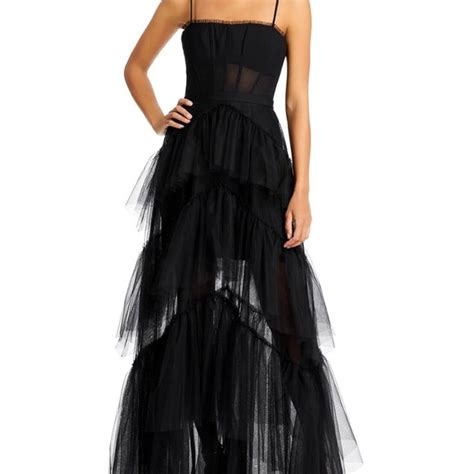 BCBGMaxAzria Dresses Bcbgmaxarzia Oly Black Corset Tiered Ruffle