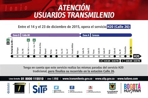 Other lines were added gradually over the next several years, and as of 2019, 8 lines totaling 114.4 km (71 mi) run throughout the city. Servicio eventual H20 (Calle 26) de Transmilenio en ...