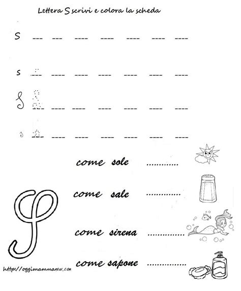 Lettura parole bisillabe other contents: Lettera S come sole, sale, sirena e sapone, scarica colora ...