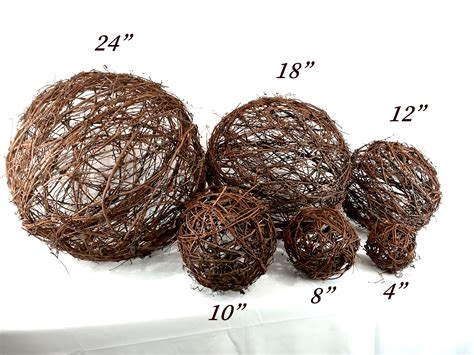 6, 8, 10, 12, 16, 18, 24, 30, 36 inch sizes, type: Grapevine Ball 18" - egrapevinestore.com
