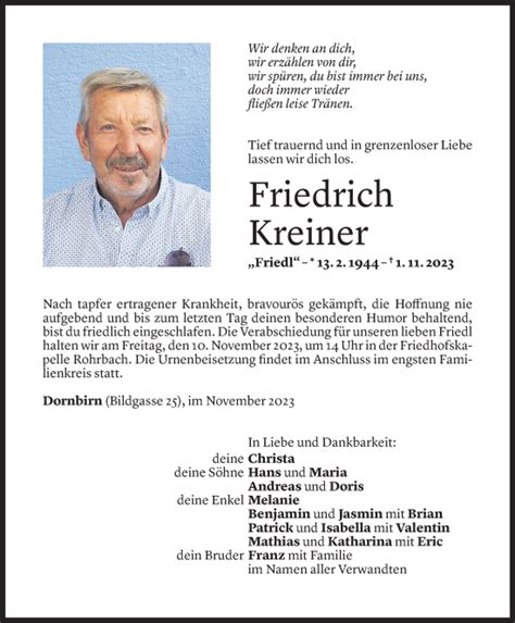 Todesanzeigen Von Friedrich Karasek Todesanzeigen Vorarlberger My Xxx