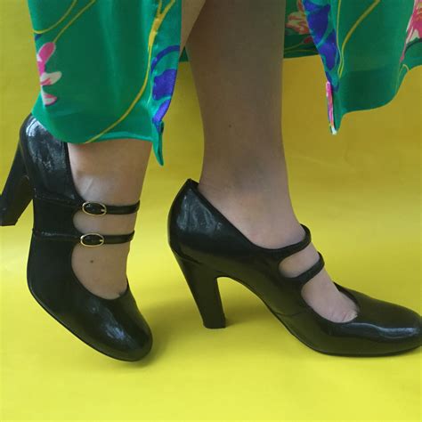 Vintage Black Patent Leather Mary Jane Heels Women S Size Vintage