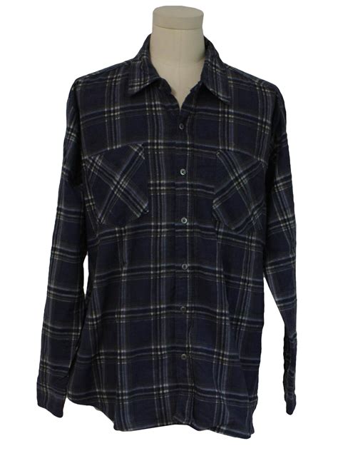 Nineties Haband Shirt: 90s -Haband- Mens slate blue, off white and