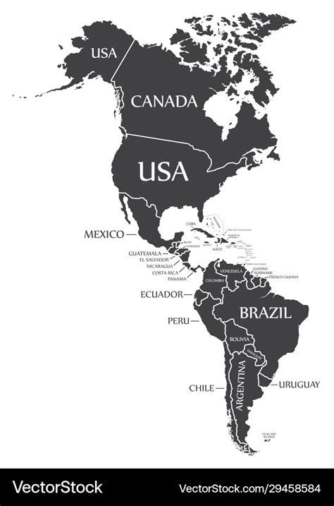 America Continent Map With Countries