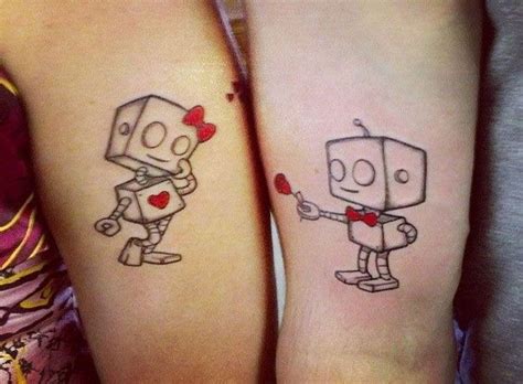 Couple tattoos are the best way to express your love. Cute Unique Couple Tattoos His and Her Robot | tattoos and ...